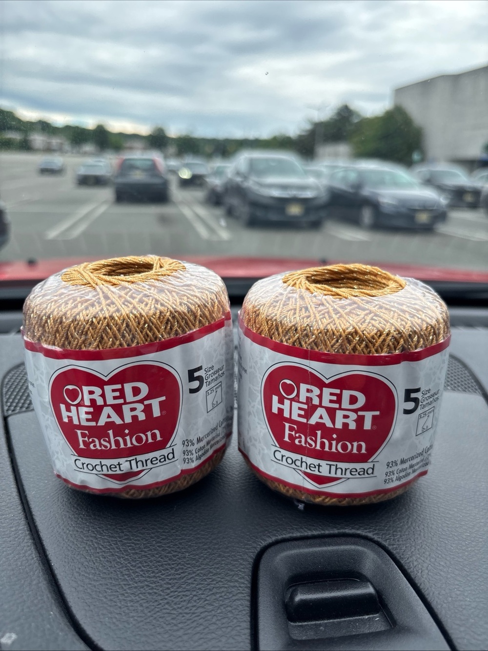 Vintage Gold Cord Spool Red Heart Label Elegance Crochet Thread Size 5 Lot Of 2